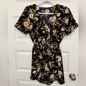 Black gold and white floral romper